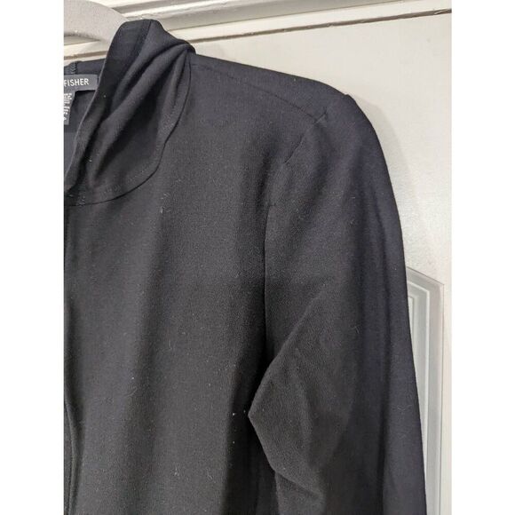 Eileen Fisher Hooded Zipper Jacket women's size XS black tunic minimalist - Picture 2 of 7